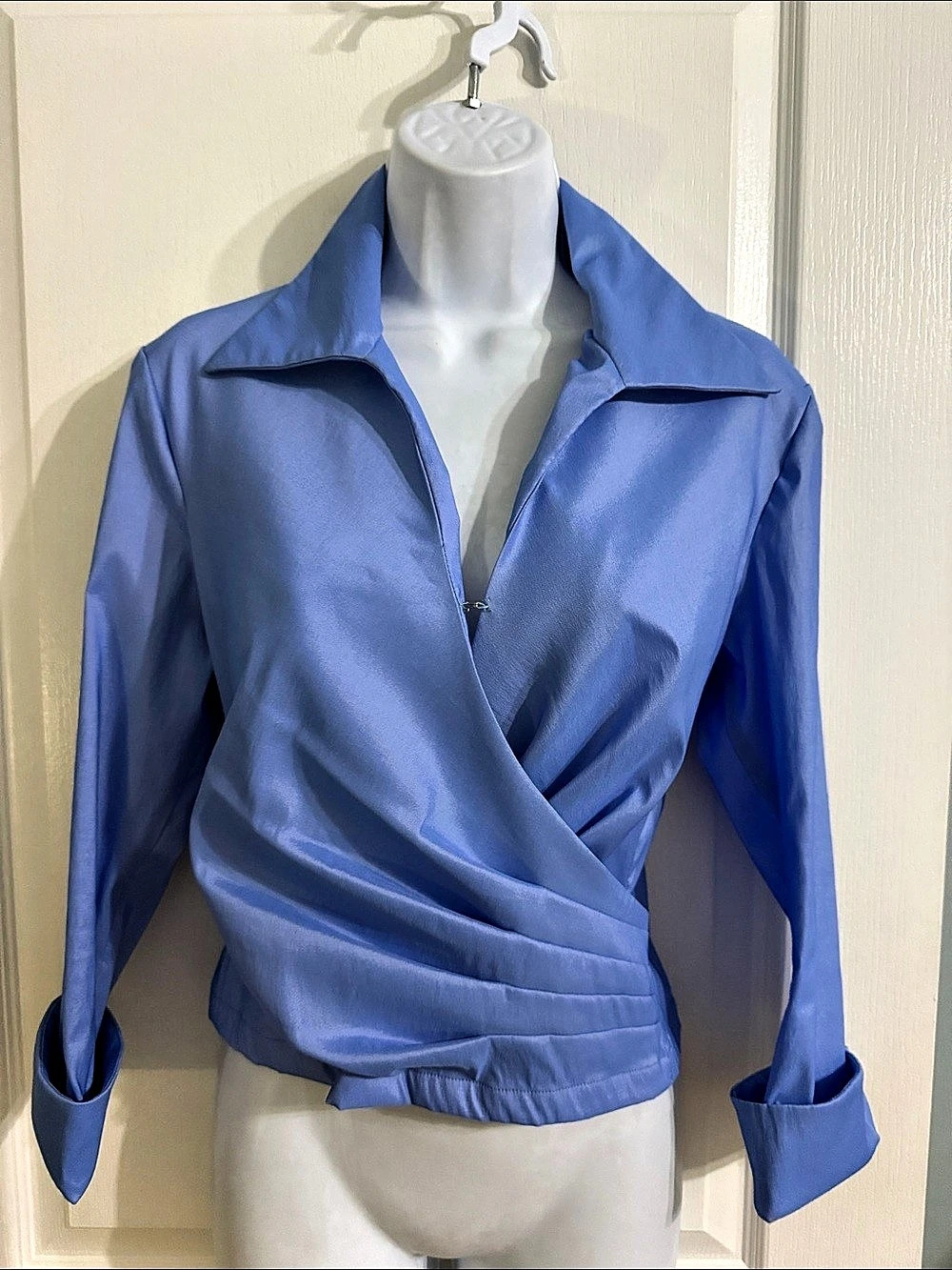 Women's Blue Wrap-Front blouse